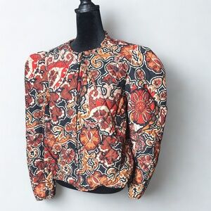 CQ by CQ Quilted Floral Puff Sleeve Jacket Women’s Vintage Boho Style